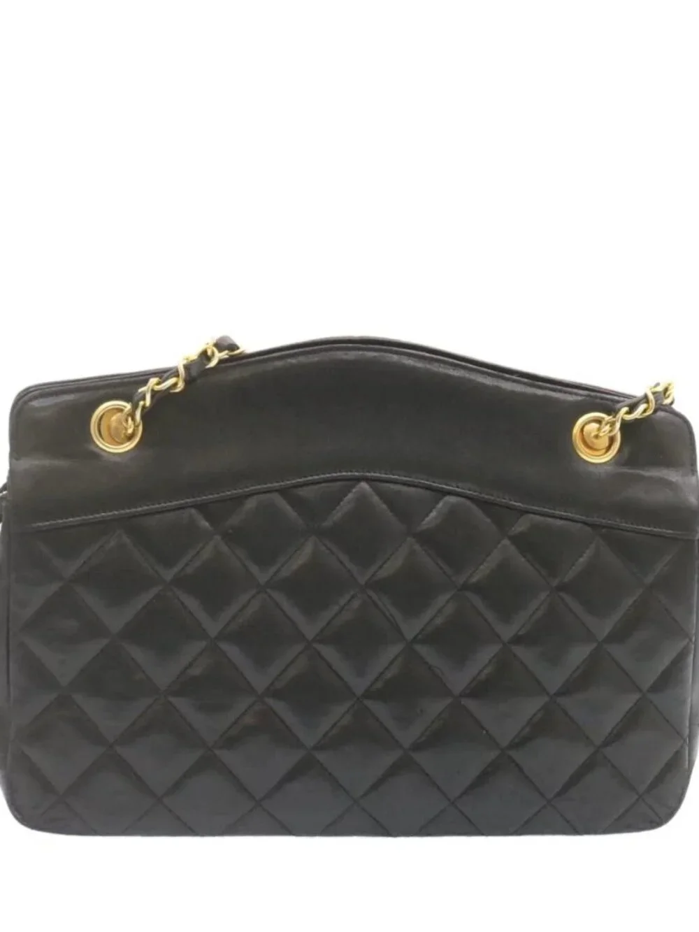 CHANEL Lamb Skin Matelasse Chain Shoulder Bag Black CC Auth am1201gV